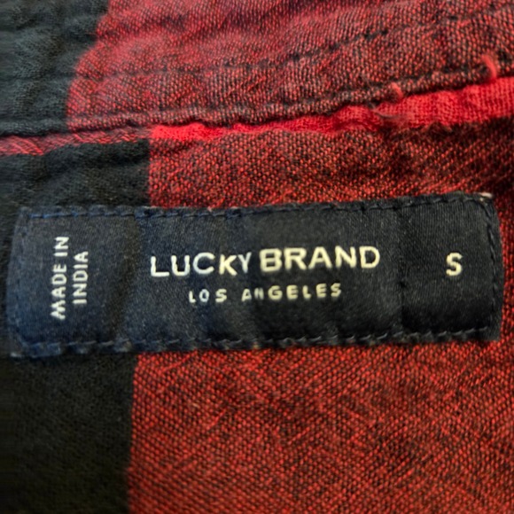 Lucky Brand Red Black Buffalo Plaid Long Sleeve Button Up Shirt Women's Small - Picture 3 of 6